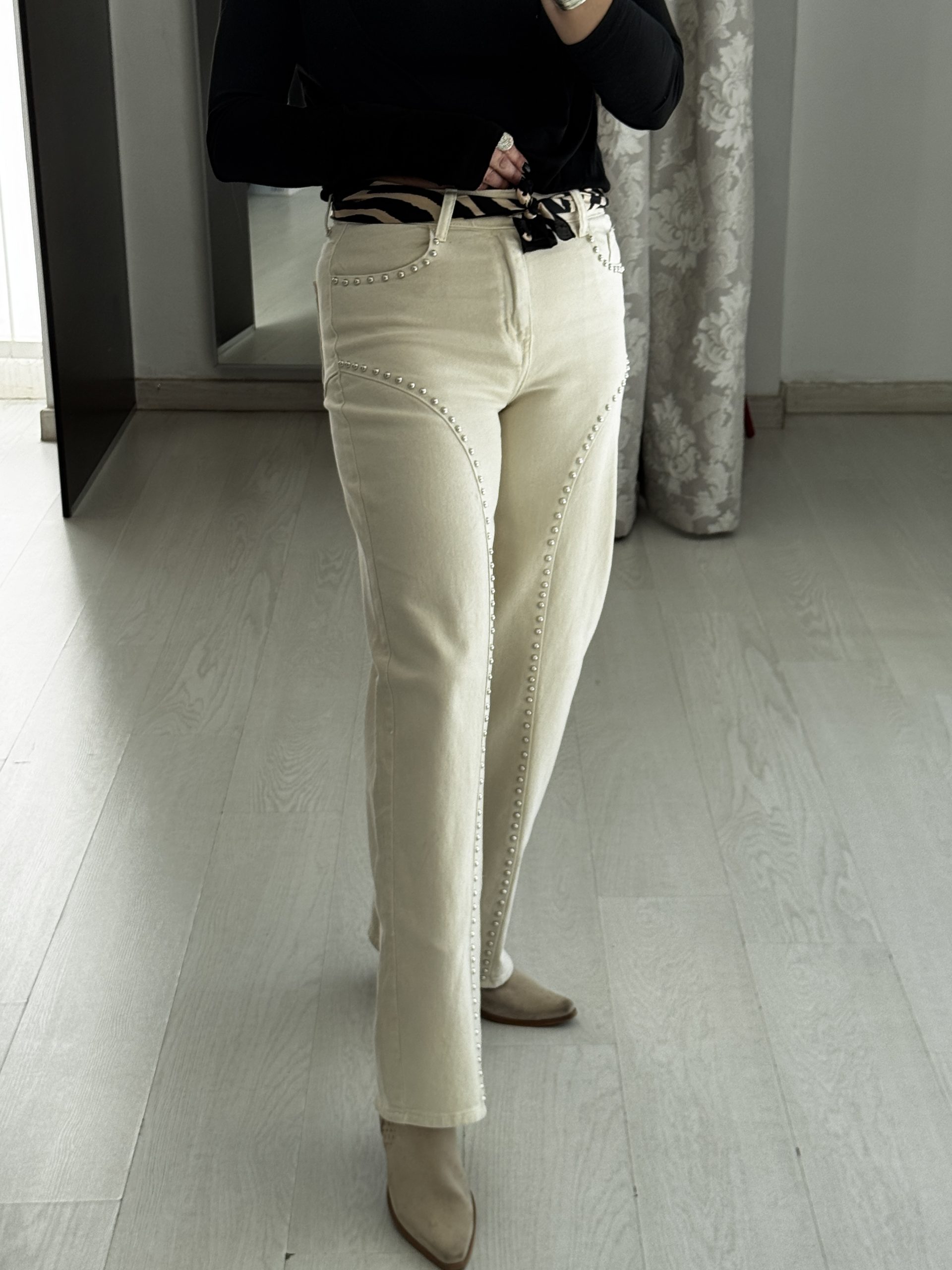 PANTALÓN TACHAS BLANCO ROTO